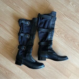 Cole Haan For Nike Air Black Knee-High Boots Leather & Straps Womens 7